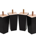 Sturdy Wood and Iron Furniture Legs Replacement Set Black Easy to Install 4 Pack for Sofas Coffee Tables and Chairs Slick Modern Minimalist Feet