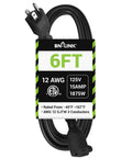 6-Foot Outdoor Extension Cord Tough-As-Nails 12/3 SJTW Heavy Duty Power Cable With 3-Prong Grounded Plug shown coiled