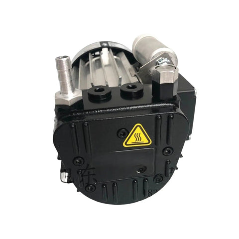 Tough As Nails Oil Free Rotary Vane Vacuum Pump With A Beefy 220V Motor And Snappy 159 L Min Airflow front view with connectors.