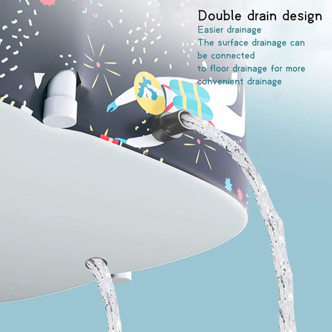 Portable Foldable Bathtub Kit For Adults Easy Setup Soaking Bath Tub, showing double drain design with water flowing.