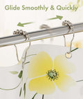 Rustproof Stainless Steel Shower Curtain Hooks Set Of 12 for bathroom rods with polished nickel finish, showing easy glide function