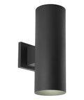 5 Inch Cylinder Outdoor LED Wall Sconce With 2 Lights Up And Down, slick aluminum black wall mount lighting for porch