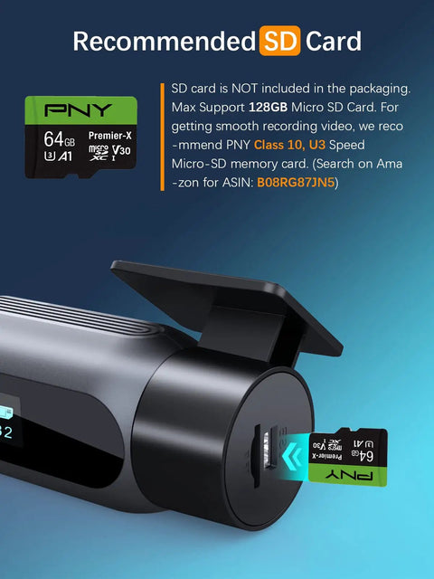 FHD 1080P Car Dash Cam With Night Vision 150 Degree Wide Angle 6G Lens WDR compatible with recommended SD card