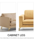 Heavy Duty Iron Furniture Support Legs For Sofa And TV Cabinet With High Load Capacity Sturdy Metal Bed Feet shown with tan sofas