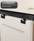 Interior Box Rail Sliding Door Hardware Kit with Wall Mount Aluminum Alloy Track, close-up view of installation on wood doors.