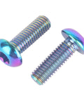 Bulletproof Grade Five Titanium Water Bottle Cage Bolts And Bicycle Rotor Screws Kit Paired With Torx M5 Hardware, rainbow screws.