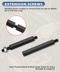 Two black extension screws for a bearing separator puller set; threaded ends and hex nut; black oxide finish
