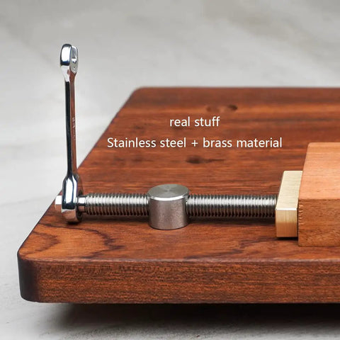 Professional Grade Woodworking Table Vise With Tenon Stop Strip Rock Steady Bench Fixture For Hardcore Carpenter And Machinist Shop Rig Built Tough Brass Workshop Clamp showing stainless steel and brass components.