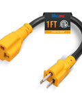 Outdoor 12 Inch 15 Amp To 20 Amp T Blade Extension Cable Waterproof 12AWG SJTW Four In One NEMA 5-15P To 5-15R 5-20R 6-15R 6-20R