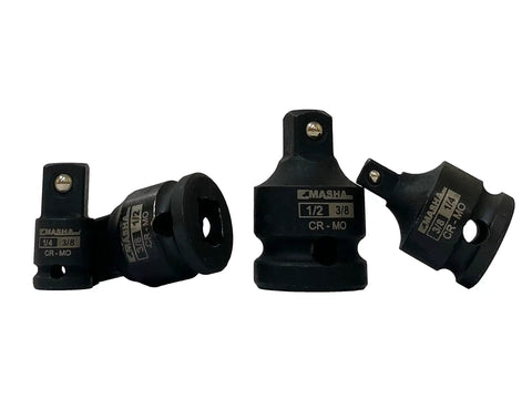 Badass Four Piece Impact Socket Adapter Reducer Set Lets You Convert Between Quarter Three Eighth And Half Inch Drives With Super Tough Drop Forged Chrome Moly Steel Built For Heavy Duty Use