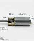 Rock Solid Mini 050 Gear Motor With Full Metal Gearbox 3V To 9V Low Speed 245Rpm showing dimensions and metal body for DIY use.