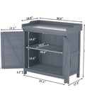 All Weather Wood Garden Storage Cabinet With Built In Workbench And Potting Table Waterproof Tool Shed showing open shelves and dimensions