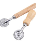 Wood-handled multipurpose dough roller and pastry wheel cutter for pizza with round blades, pro grade easy grip kitchen gadget for home chefs.