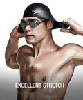 Man wearing Go-To Unisex Silicone Swim Cap For Adults, No-Snag, Stretchy, Hair-Friendly Cap That Protects Hair From Chlorine