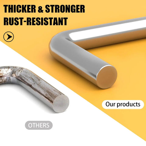 Comparison of heavy-duty metal pegboard hooks showing thicker, rust-resistant construction of 157 Piece Extra Thick Pegboard Hook Set.