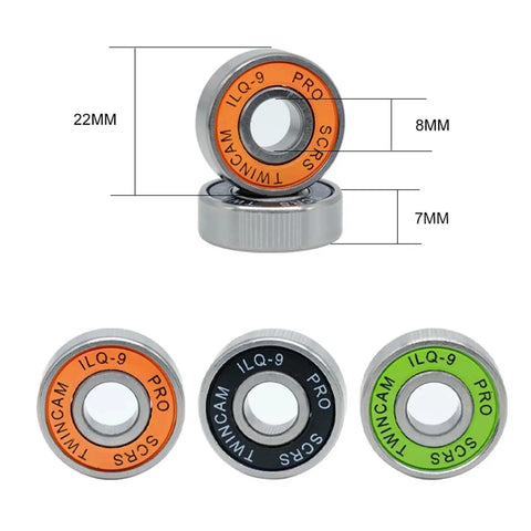 8 Pack ILQ11 608 RS Bearings 8x22x7 for Longboards Inline Skates and Scooters Smooth Rolling Dope Green Built to Handle Street Roughs
