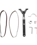 Knockout Belt Sander Attachment For Angle Grinder, Bandfile Conversion Kit with 2 sanding belts and mounting hardware.