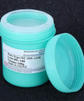 Open jar of NC-559 ASM flux, 100g, for No Clean Solder Paste For Phone Repair And PCB Rework Pro Grade Tin Flux For Smooth Soldering 559 NC-559 28um Low Residue Quick Flow For Tiny SMD BGA PGA Jobs use