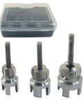 Seimneire 3 Pack Pipe Threading Kit For 1, 3/4 And 1/2 Inch Pipes showing three heavy duty cutters in a storage case.