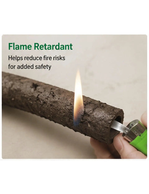 Flame Retardant Slick Artificial Tree Bark Cable Cover And Flexible Hollow Vine Conduit Tube with fire test, ideal for outdoor wire concealment.