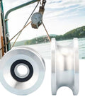 Heavy Duty Single Sheave Bearing Roller for Cable Guidance in U Channel with 85 Mm OD and 20 Mm Bore 41 Mm Wide Rope Guide and Rigging Hoist Wheel on boat rigging line