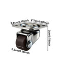 Premium Mini Swivel Casters 4 Pack No Drill Furniture Wheels with measurements for cabinets and plant stands.