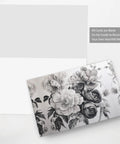 Floral Graphite Print Greeting Cards Half Fold For All Occasions in white photo paper 4x6 inches shown open and closed