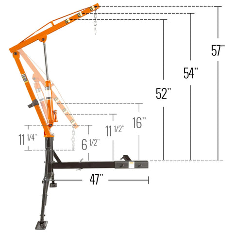 Straight Up Heavy Duty Hitch Mounted Jib Crane For Pickup Trucks Full 360 Rotating Hydraulic Lift Hoist 1000 Lb Capacity Reinforced Steel Construction Adjustable Support Legs Ready For Any Job Site Grind Boss Level Lifting Power