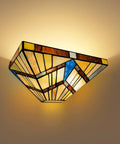 Vintage Tiffany Style Stained Glass Wall Sconce 2 Light 12 Inch Wide Cream Amber Home Decor For Hallway Stairway Bedroom Bathroom Cinema