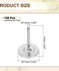 Grab and Go Upholstery Tacks Kit: 150 Pcs Decorative Furniture Nails Push Pins, 11mm x 17mm Flat Head iron tacks, dimensions shown.