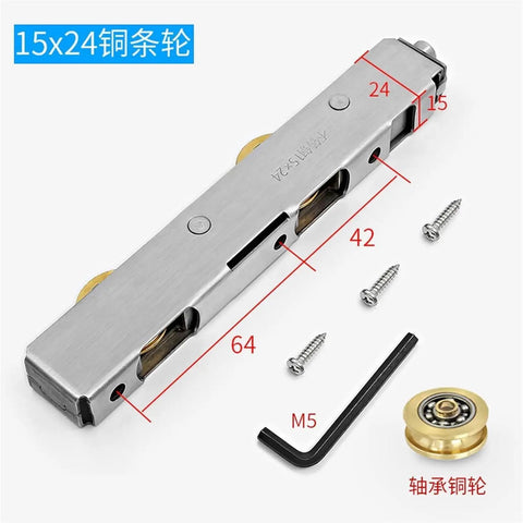 Built Different Stainless Steel Sliding Door Rollers Featuring Hella Smooth Glide Shower Pulley Hardware, 15x24 size with screws.