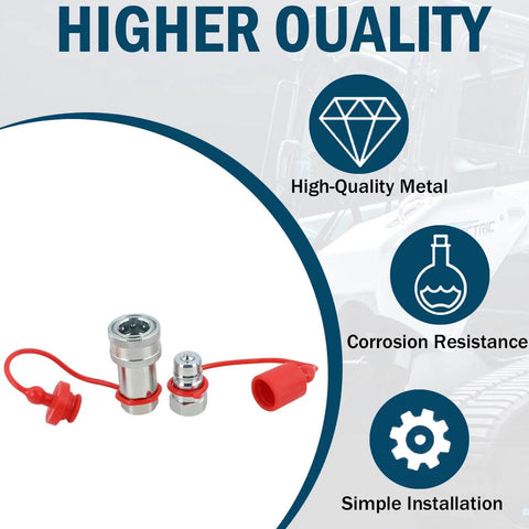 Three Eighths NPT Ag Hydraulic Quick Connect Coupler ISO 5675 Poppet Pioneer Style Tractor Coupler With Dust Caps
