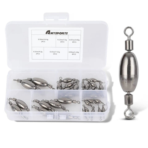 Drop Shot Brass Bullet Sinker Weights With Swivel For Freshwater And Saltwater Fishin Removable Casting Sinker Weights For Quick Drops And Better Bait Presentation in storage box