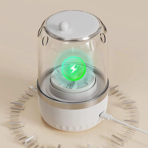 Portable Mini Washer Ultra Compact Wash Tub For Underwear And Socks Hella Quick Stain Removal Ultra Silent Operation in clear design.