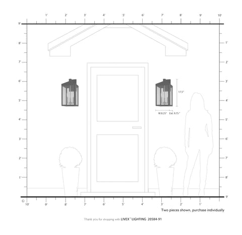 Transitional Three Light Outdoor Wall Lantern From Nyack Collection In Brushed Nickel Finish on porch with visible dimensions.