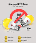 Yellow Outdoor A19 LED Bug Light Bulbs Dusk to Dawn Auto On Off Photocell Sensor 9W with E26 Base illustration