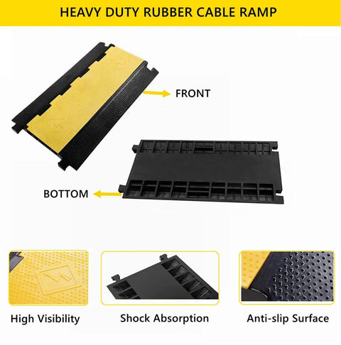 Tough As Nails Rubber Cable Protector Ramp Five Channel Wire Cover 36 Inches Long 22000 Lbs Load Capacity Indoor Outdoor Floor Safety And Clutter Free Cord Routing Mat