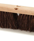 Kickass Heavy Duty Street Sweep With Sturdy Natural Palmyra Bristles 18 Inch Wide Professional Floor Cleaner For Outdoor Debris Cleanup Job Sites Pack Of 12 showing bristle head and wooden handle.