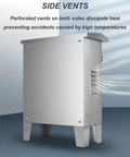 Heavy Duty 304 Stainless Steel Electrical Enclosure Box With Secure Safety Latch And Wall Mounting Plate showing perforated side vents for heat dissipation.