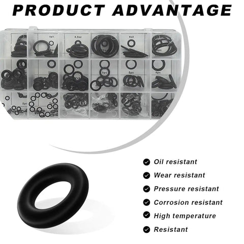 O Ring Pro Grade Assortment Kit 225 Pcs 18 Sizes Heat And Oil Resistant NBR Rubber Sealing Gaskets for automotive and plumbing