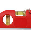2-in-1 Pocket Level with Metal Chain for Construction and DIY Projects in red, featuring horizontal and vertical vials.
