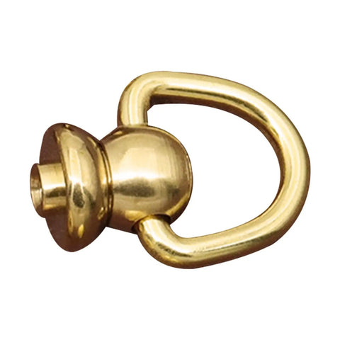 Solid Brass D Ring Ball Stud Rivets With Screws 1.1x0.47 Inch Two Pack For Leather Craft DIY Saddlery And Gear Mounting sturdy brass D ring rivet