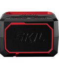 Heavy Duty Portable Bluetooth Speaker With Kickass Bass And Wireless Audio in black and red with grippy exterior.