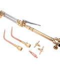 Brass Torch Welding And Cutting Kit With Dual Gauge CGA540 CGA200 12ft Twin Hose Empty 4L And 2L Tanks on white background