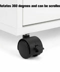 Four Pack One Inch Swivel Caster Wheels With Locking Brakes For Smooth Rolling Furniture Replacement showing a black locking wheel.