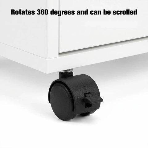 Four Pack One Inch Swivel Caster Wheels With Locking Brakes For Smooth Rolling Furniture Replacement showing a black locking wheel.