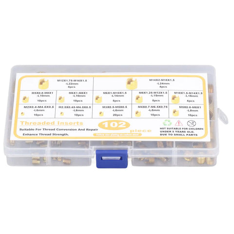 DIY Go To Thread Repair Kit With 102 Pcs Self Tapping Thread Inserts In High Carbon Steel For M2 To M14 case view