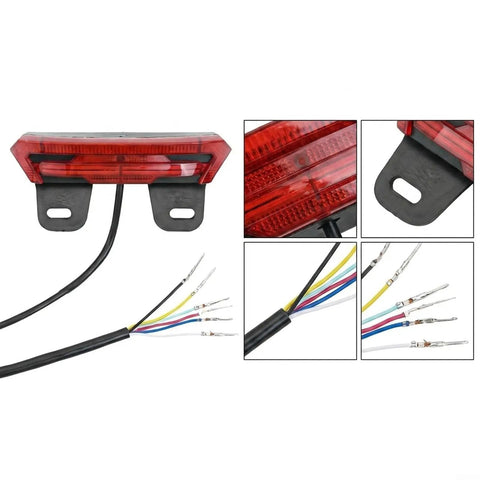 Ultra Bright E Bike Taillight With Turn Signals And Brake Sensor That Lights Up instantly For Night Riding Safety On Any Scooter Or Electric Cycle, red ABS housing