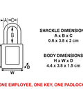 Diagram of Red Lockout Tagout Safety Padlock With Key For Electrical Work Non Conductive Thermoplastic Body Durable Metal Shackle OSHA Compliant
