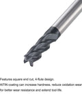 uxcell square-nose end mill, 4mm tip, solid carbide AlTiN-coated, 4-flute CNC router bit, 50mm length, 2pcs